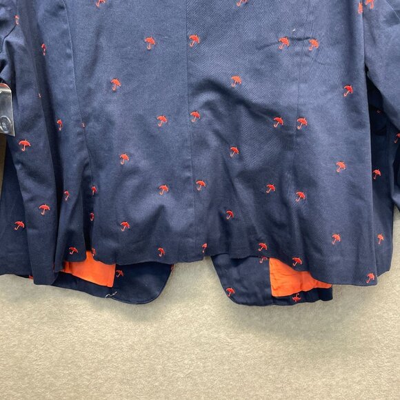 Modcloth‎ Embroidered Blazer Jacket Womens Plus 28 Navy Blue Umbrellas Novelty - Picture 8 of 14